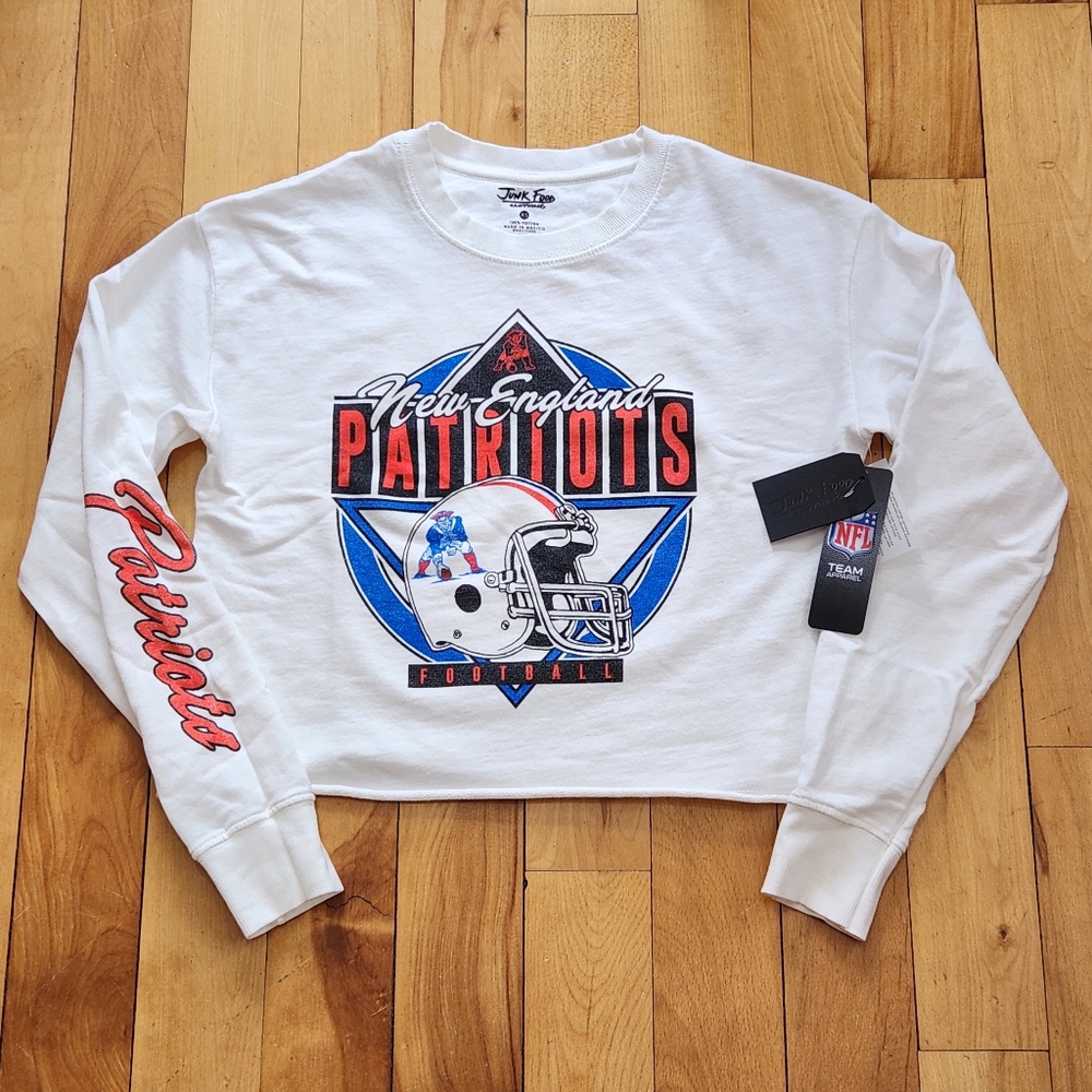 NWT Junk Food New England Patriots Crop Fleece Sweatshirt - XS